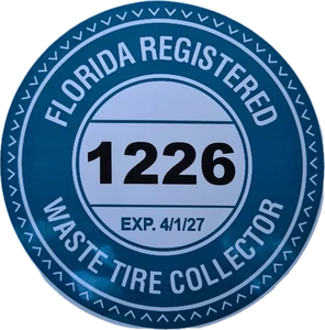 Florida Registered Waste Tire Collector vehicle decal