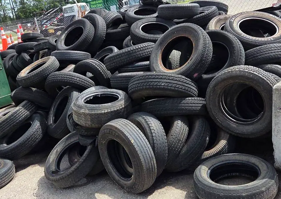 Pile of passenger tires awaiting pickup